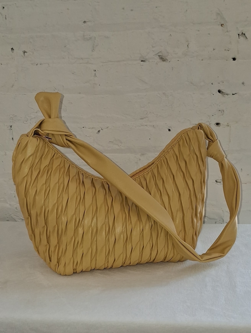 Sondra Roberts Vegan Leather Pleated Hobo Shoulder Bag